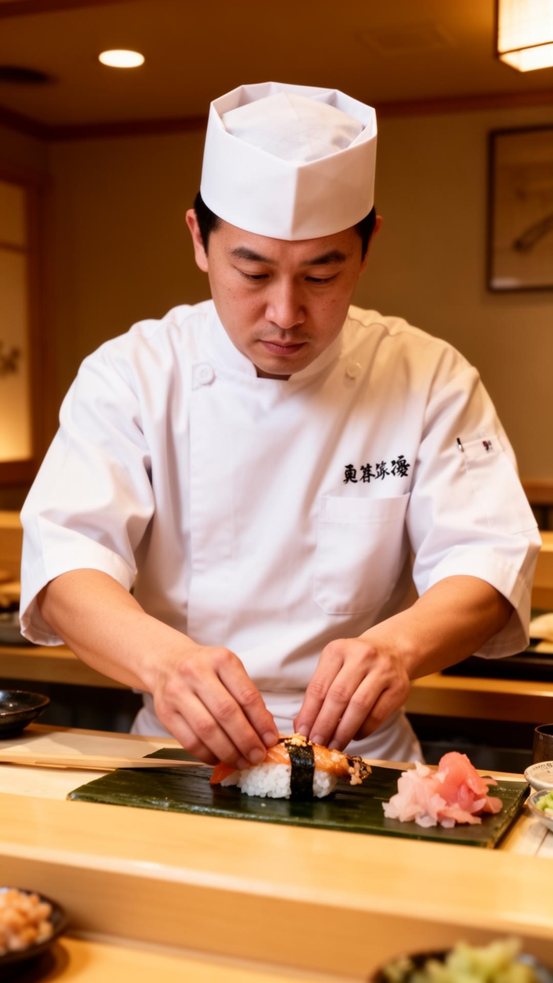 Chef Alex préparant un sushi
